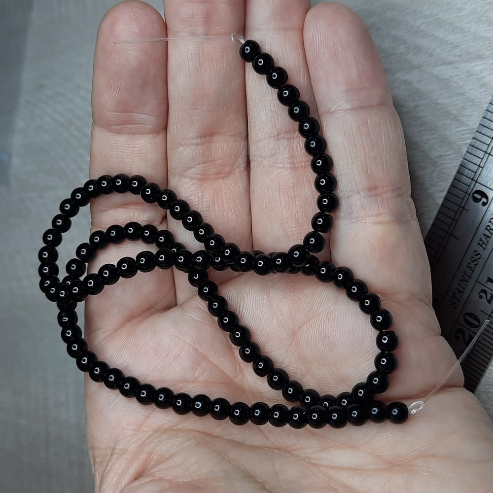 4mm Black Glass 15-inch Strand #2